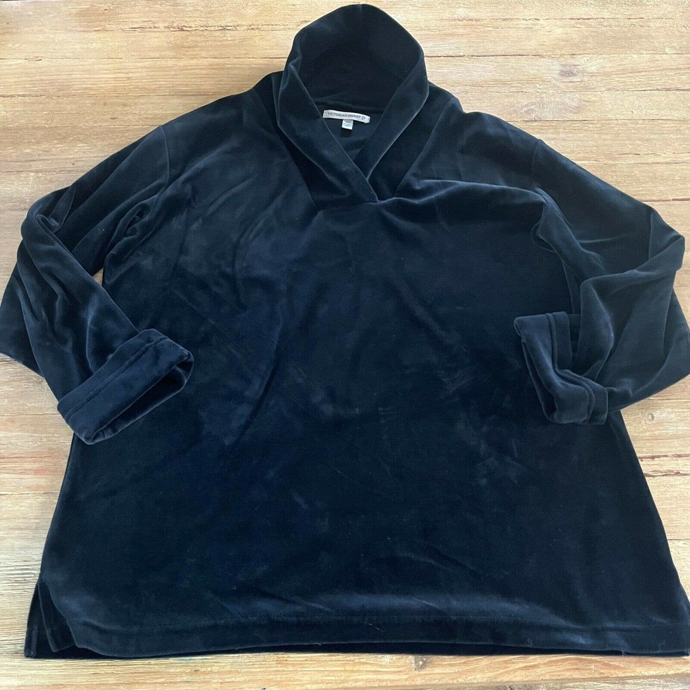 Vintage Victoria's Secret Velour Black Cowl Neck Tunic 90's M Velvet cuffed